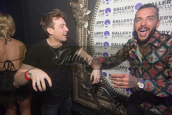 Pete Wicks and Sam Thompson having a fun night out at Gallery Club in Kent